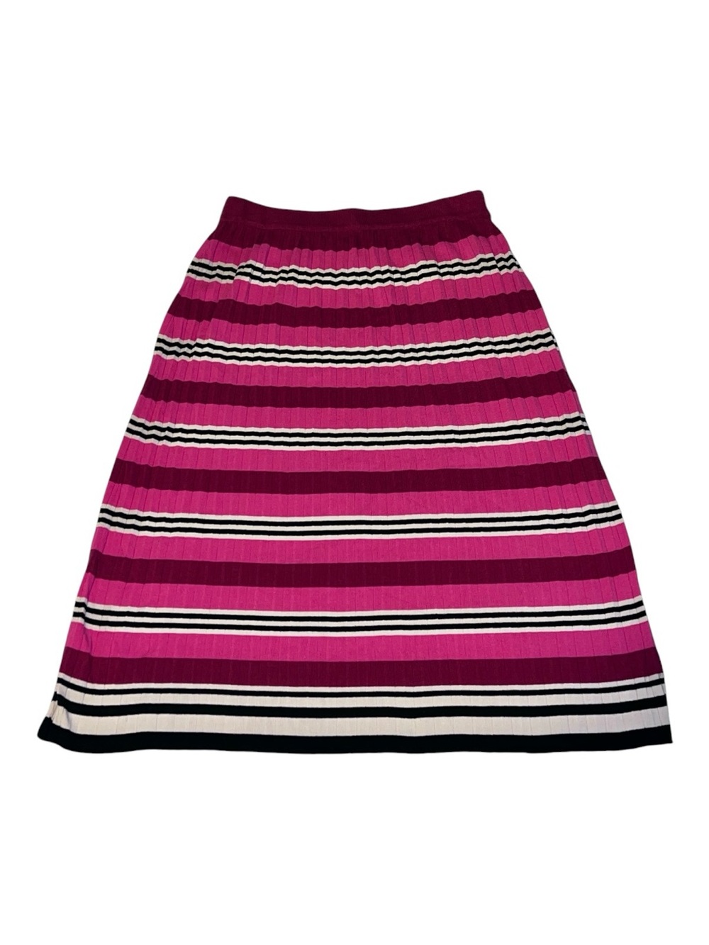 Dolan pink striped pleated cotton blend midi skirt